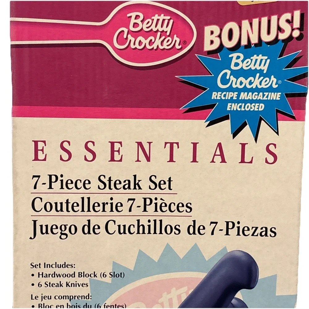 Betty Crocker 7 Piece Cutlery Steak Knife Set Wood Block Imperial Schrade